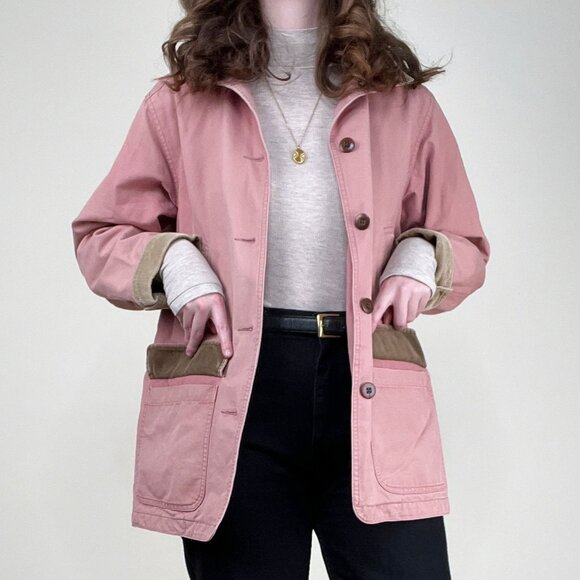 Rare Vintage L.L.Bean Pink Barn Coat Field Farm Utility Jacket Corduroy Workwear - Picture 3 of 12